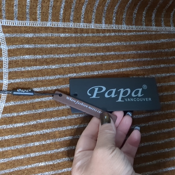 PAPA VANCOUVER* dk mustard striped long sleeve one pkt round neck tunic top XXL - Picture 8 of 11